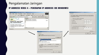 IP ADDRESS VERSI 4 – PENERAPAN IP ADDRESS (OS WINDOWS)
Pengalamatan Jaringan
 