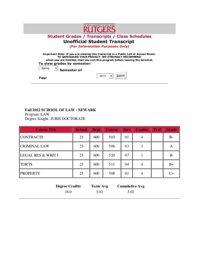 student transcript