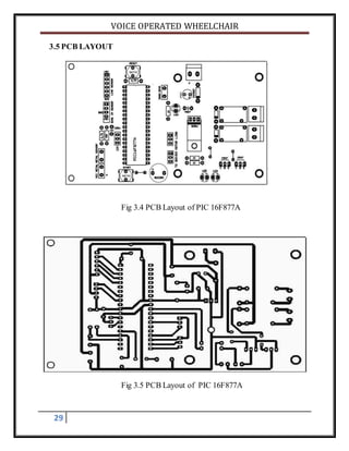 VOICE OPERATED WHEELCHAIR
29
3.5 PCB LAYOUT
Fig 3.4 PCB Layout of PIC 16F877A
Fig 3.5 PCB Layout of PIC 16F877A
 