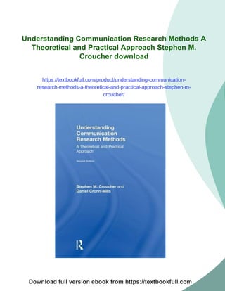 Understanding Communication Research Methods A Theoretical and ...