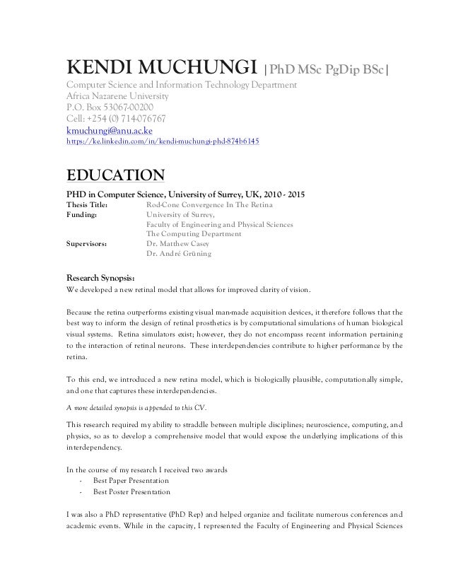 Synopsis phd thesis computer science