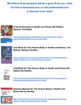 Test Bank for Cultural Diversity in Health and Illness, 8th Edition ...