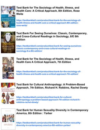 Test Bank for Cultural Diversity in Health and Illness, 8th Edition ...