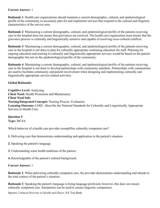 Test Bank for Cultural Diversity in Health and Illness, 8th Edition ...