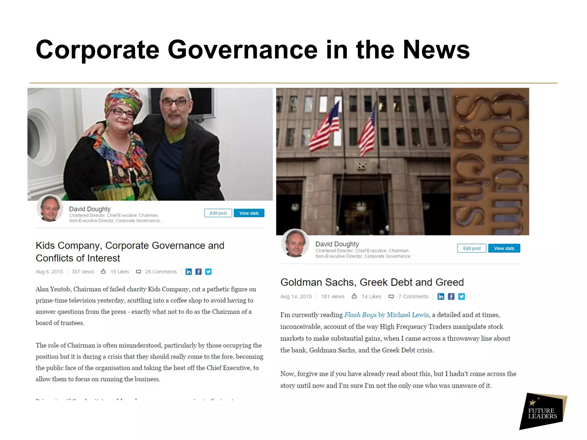 Corporate Governance in the News
 