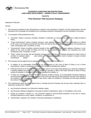 ALTA 9 Checklist Endorsements | PDF