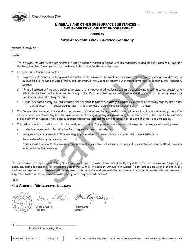 ALTA 9 Checklist Endorsements