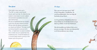 The ghost
One night a man went up to
‘The Hill’ in order to see his girl
friend, and it got late. So when he was
ready to come back, he saw a ghost
that seemed to go before him and
then behind him.
He got so frightened that he couldn’t
move from the spot where he stood.
All the while the ghost continued to
go ahead and behind. The man could
not bring himself to move an inch.
Then, at daybreak, he came to realize
that it really was not a ghost that was
frightening him. It was the shadow of
a coconut palm branch moving in the
breeze upon the ground!
Di dopy
Wan nait wan man gaan op di “Hill”
fi luk fi ihngyalfren, anlietkechim. So
wenihnwendekombak, ihnsi wan dopy de
komhedan de go bihain.
An ihn get fried an ihnkudnmuuvfram we
ihnwendestan op. An di dopy kantinyu fi go
hed an go bihain. An di man kudnmuuv.
Wen die staatklier op, ihnkom fi fain out se
da neva non dopy. Da when wan koknattriiliif
we di briizwendemuuv op an dong!
 