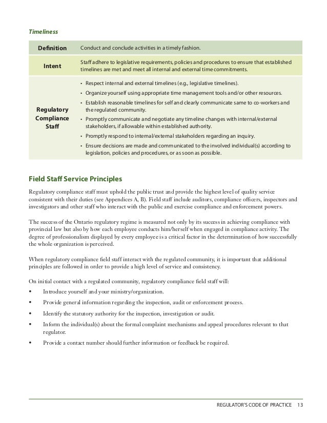 Regulators Code of Practice