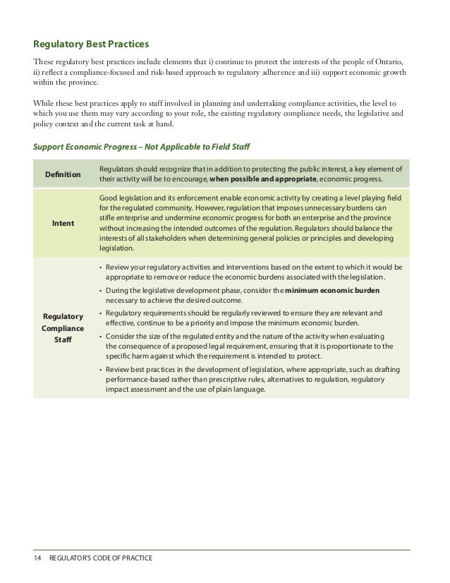 Regulators Code of Practice