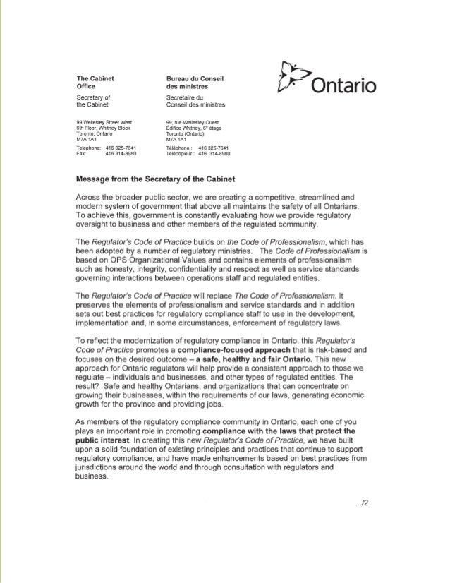 Regulators Code of Practice