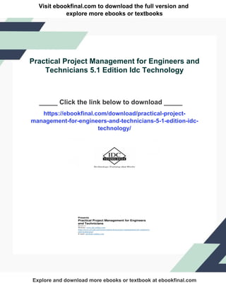 Technical Project Management Pdf Practical Project Management for Engineers and Technicians 5.1 Edition ...