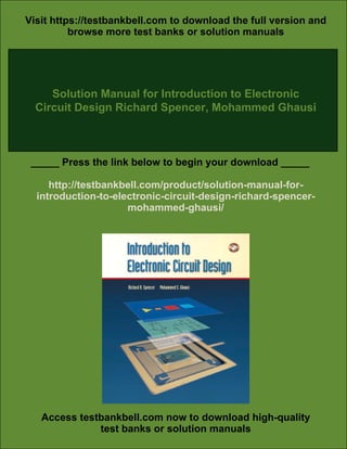 Solution Manual for Introduction to Electronic Circuit Design Richard ...