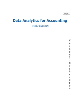ISE Data Analytics for Accounting 3rd Edition Vernon Richardson ...