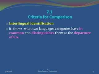 Some Issues of Contention in Contrastive Analysis | PDF