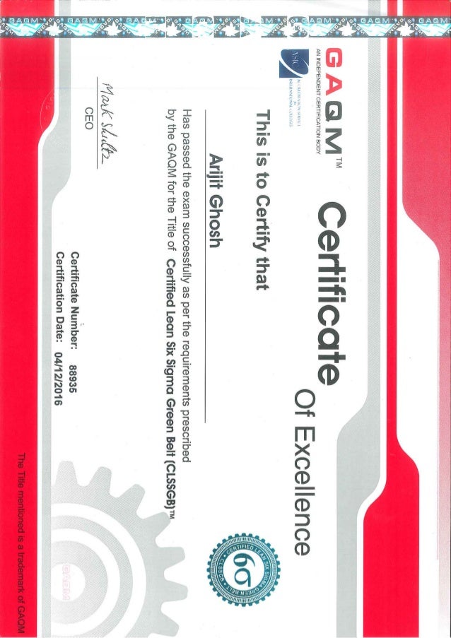 Lean Six Sigma Green Belt Certificate by GAQM