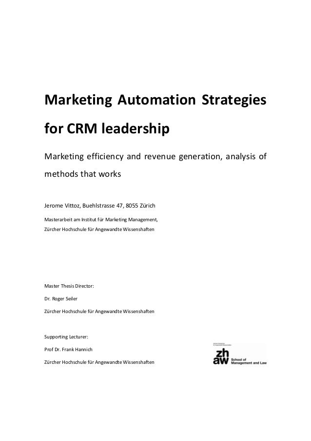 Dissertation proposal on crm