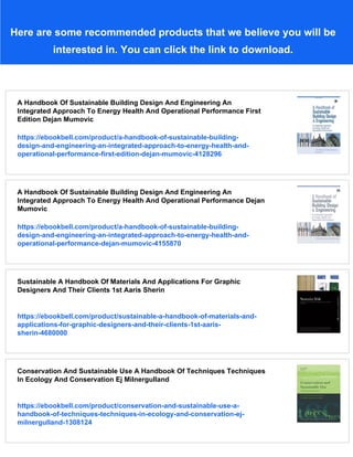 A Handbook Of Sustainable Building Design And Engineering An Integrated ...