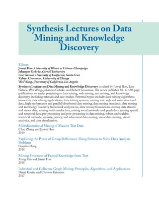 Multidimensional Mining Of Massive Text Data Chao Zhang Jiawei Han | PDF