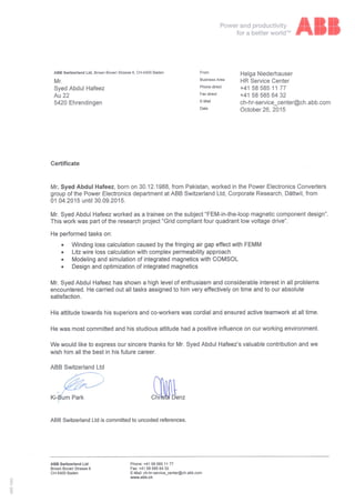 ABB Certificate