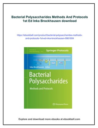 Bacterial Polysaccharides Methods And Protocols 1st Ed Inka Brockhausen ...