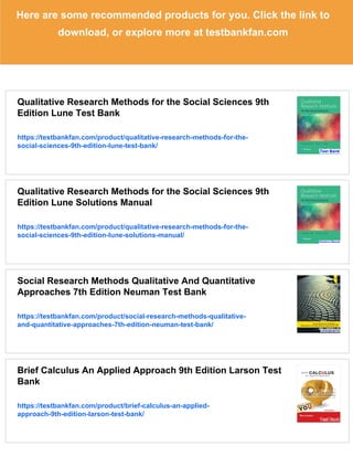 Qualitative Research Methods For The Social Sciences 8th Edition Lune ...