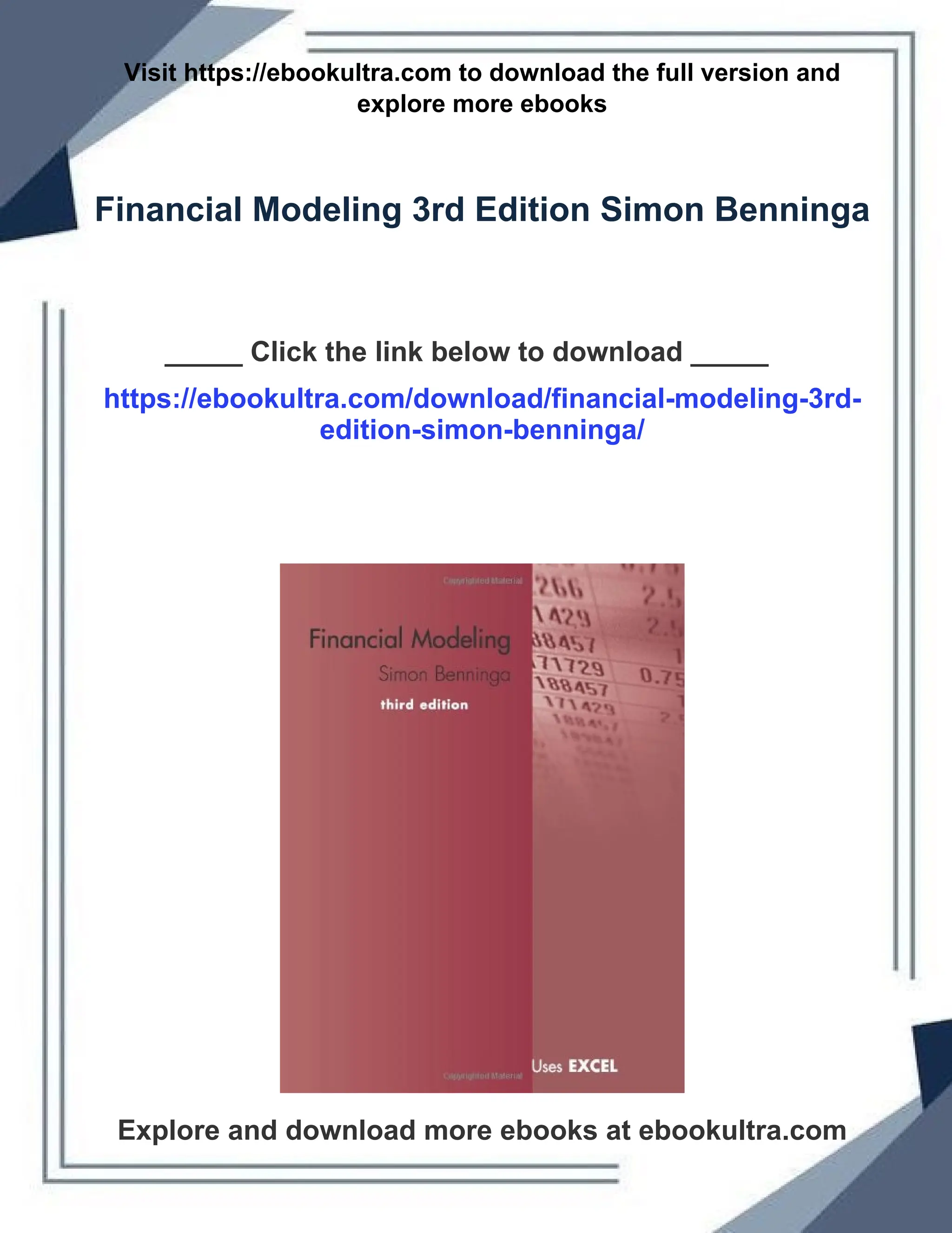 Financial Modeling 3rd Edition Simon Benninga | PDF