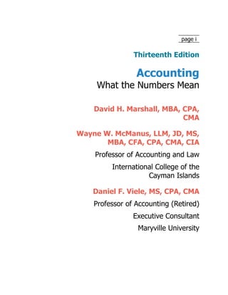 Accounting: What the Numbers Mean 13th Edition David Marshall | PDF