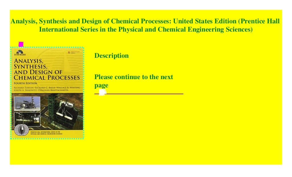 Analysis Synthesis And Design Of Chemical Processes 3rd Edition