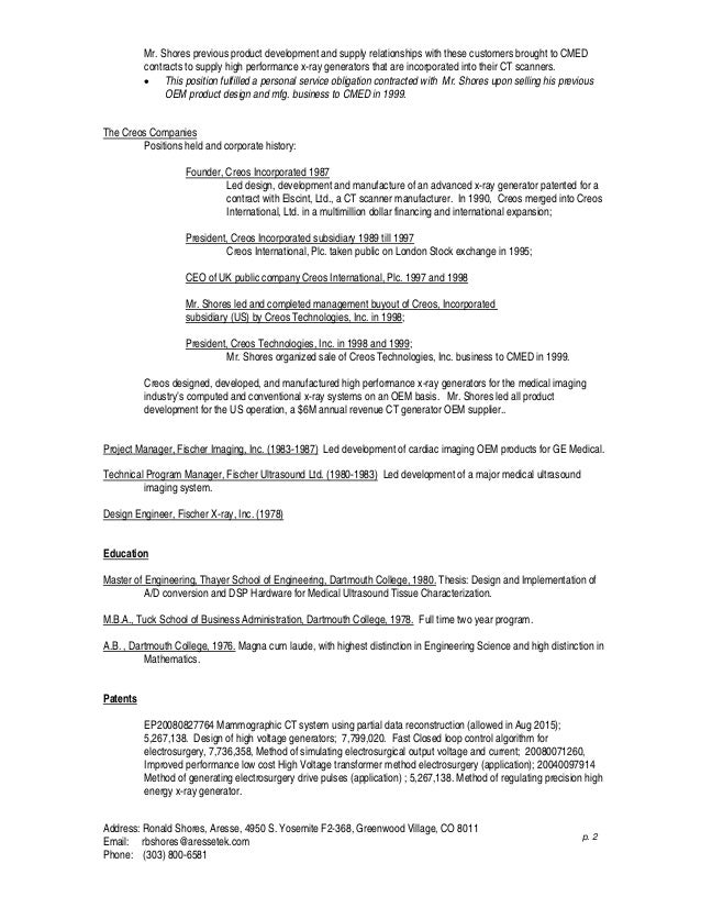 Annotated curriculum vitae picture