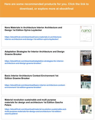 Smart Materials in Architecture Interior Architecture and Design 1st ...