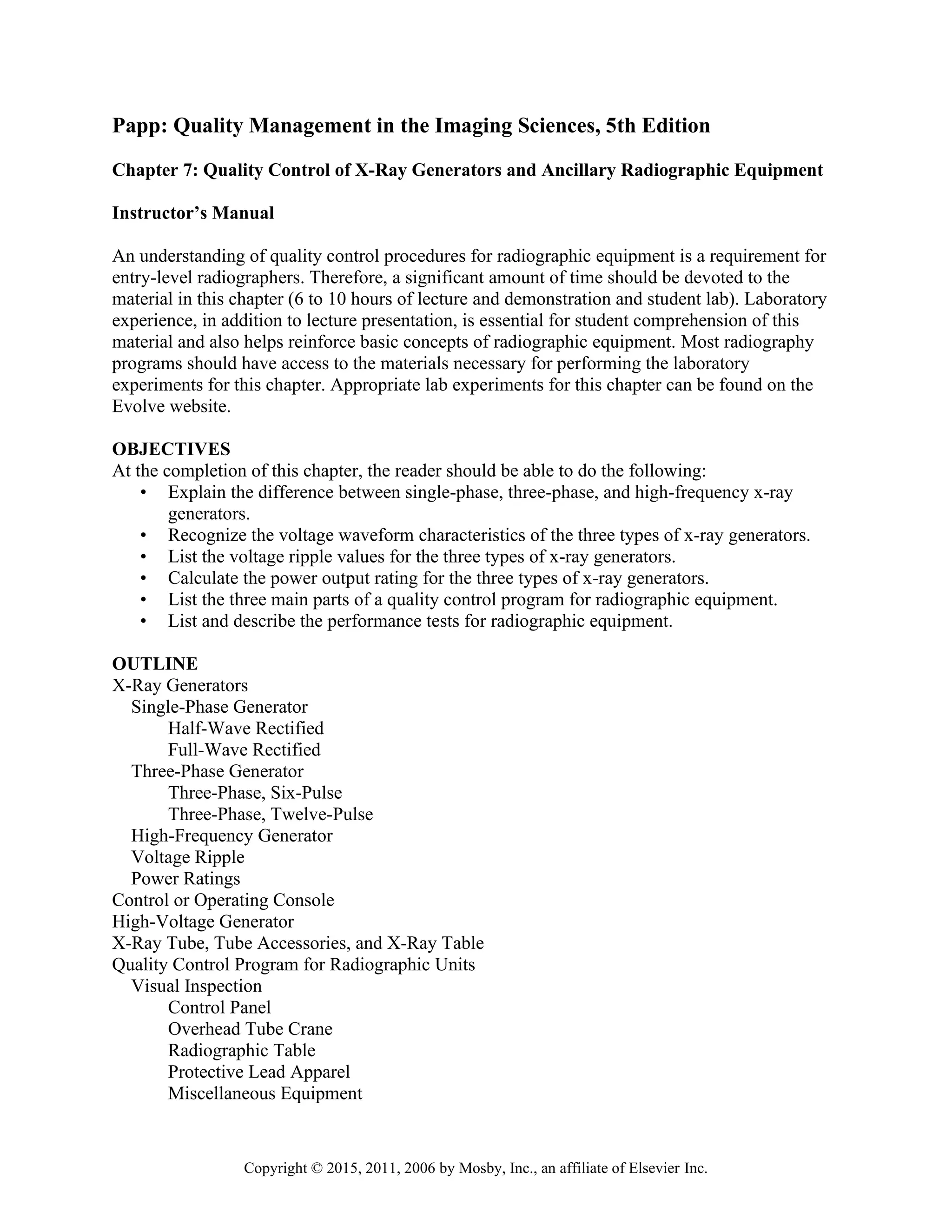 Quality Management in the Imaging Sciences 5th Edition Papp Solutions ...