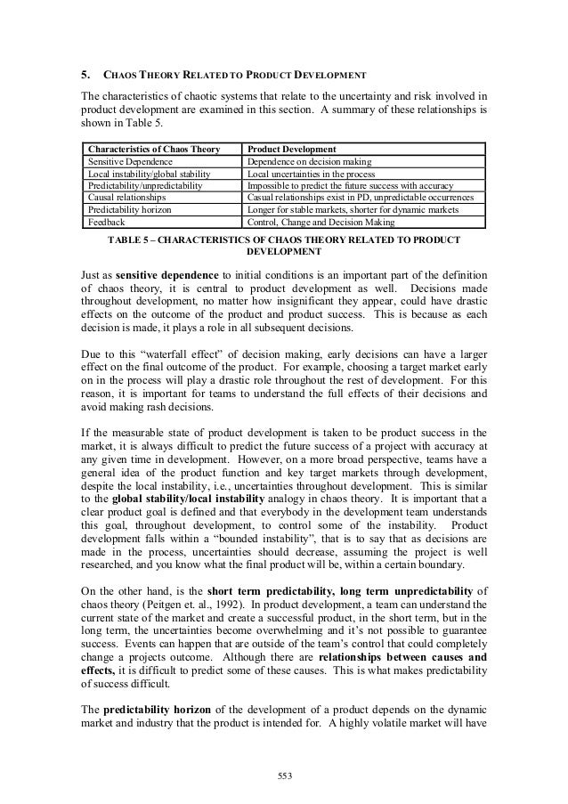 Utility Of Chaos Theory In Product Development Utility Of Chaos Theory In Product Development