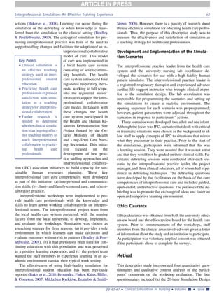 Interprofessional Simulation: An Effective Training Experience for ...