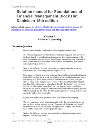 Solution manual for Foundations of Financial Management Block Hirt ...