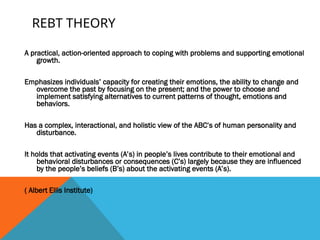 Rebt Patterns REBT: Changing Irrational Thoughts & Emotions.ppt