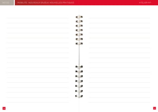 14 15
NOTES MOBILITÉ : NOUVEAUX ENJEUX, NOUVELLES PRATIQUES ATELIER N°1
 