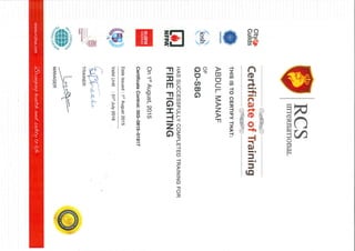 Fire Fighting Certificate RCS