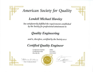 ASQ - Quality Engineer