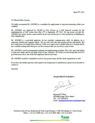 Endorsement Letter - OLAM | PDF