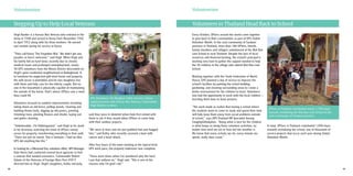 3938
Every October, UPSers around the world come together
to give back to their communities as part of UPS Global
Volunteer Month. In the rural community of Saraburi
province in Thailand, more than 180 UPSers, friends,
family members and villagers volunteered at the Wat Ban
Lum School in rural Thailand. Despite the lack of local
resources and financial backing, the school’s principal is
working very hard to gather the support needed to help
the 50 children in the village who attend Wat Ban Lum
School.
Working together with the Youth Federation of World
Peace, UPS planned a day of service to improve the
school’s facilities by painting the school building,
gardening, and cleaning surrounding areas to create a
better environment for the children to learn. Volunteers
also had the opportunity to work with the local children —
teaching them how to draw pictures.
“The work made us realize that having a school where
the students want to come to study and spend their time
will help keep them away from social problems outside
of school,” says UPS Thailand HR Specialist Varong
Tangkitphithakphon. “Doing what is best for the children
is what keeps us doing these volunteer activities, no
matter how tired we are or how hot the weather is.
We know that every activity we do, every minute we
spend, really does count.”
In total, UPSers in Thailand contributed 1,098 hours
towards revitalizing the school, one of thousands of
service projects that occur each year during Global
Volunteer Month.
Volunteers in Thailand Head Back to School
UPSers in Thailand contributed nearly 1,100 hours
towards revitalizing the Wat Ban Lum School in the
rural community of Saraburi province.
Volunteerism
Virgil Banker is a Korean War Veteran who enlisted in the
Army in 1948 and served in Korea from November 1950
to April 1952 along with his three brothers. He earned
two medals during his service in Korea.
“They call Korea ‘The Forgotten War.’ We didn’t get any
parades or hero’s welcome,” said Virgil. When Virgil and
his family fell on hard times recently due to chronic
medical issues and prolonged unemployment, nearly
50 UPS volunteers from the Illinois District descended on
Virgil’s quiet residential neighborhood in Bolingbrook, IL
to transform his neglected split-level house and property.
His wife Jessie is bedridden and his two daughters live
with them and help care for the elderly couple. But no
one in the household is physically capable of maintaining
the outside of the home. That’s where UPSers saw a need
they could fill.
Volunteers focused on outdoor improvements including
taking down an old fence, pulling weeds, cleaning and
building flower beds, digging up old pavers, painting,
trimming trees, planting flowers and shrubs, laying sod
and gutter cleaning.
“Unbelievable...I’m flabbergasted,” said Virgil as he stood
in his driveway watching the team of UPSers sweep
across his property, transforming everything in their path.
“There are just no words. This is fantastic. I had no idea
UPS did anything like this.”
In looking for a Memorial Day volunteer effort, UPS Manager
Dale Norris had contacted several local agencies to find
a veteran that needed assistance. Commander Robert
Adams of the Veterans of Foreign Wars Post #5917
directed him to Virgil. Virgil’s daughters, Kathy and Judy,
said they were in disbelief when Dale first visited with
them to ask if they would allow UPSers to come help
with their outdoor projects.
“We were in tears and we just grabbed him and hugged
him,” said Kathy, who recently survived a bout with
cancer and a heart attack.
After four hours of the team working at the typical brisk
UPS work pace, the property makeover was complete.
“There were times when I’ve wondered why the heck
I put that uniform on,” Virgil said. “This is one of the
reasons why I’m glad I did.”
UPS Volunteers Tim Bingham (left) and Avis Gibson
(right) pictured with Korean War Veteran, Commander
Virgil Banker (center).
Volunteerism
Stepping Up to Help Local Veterans
 