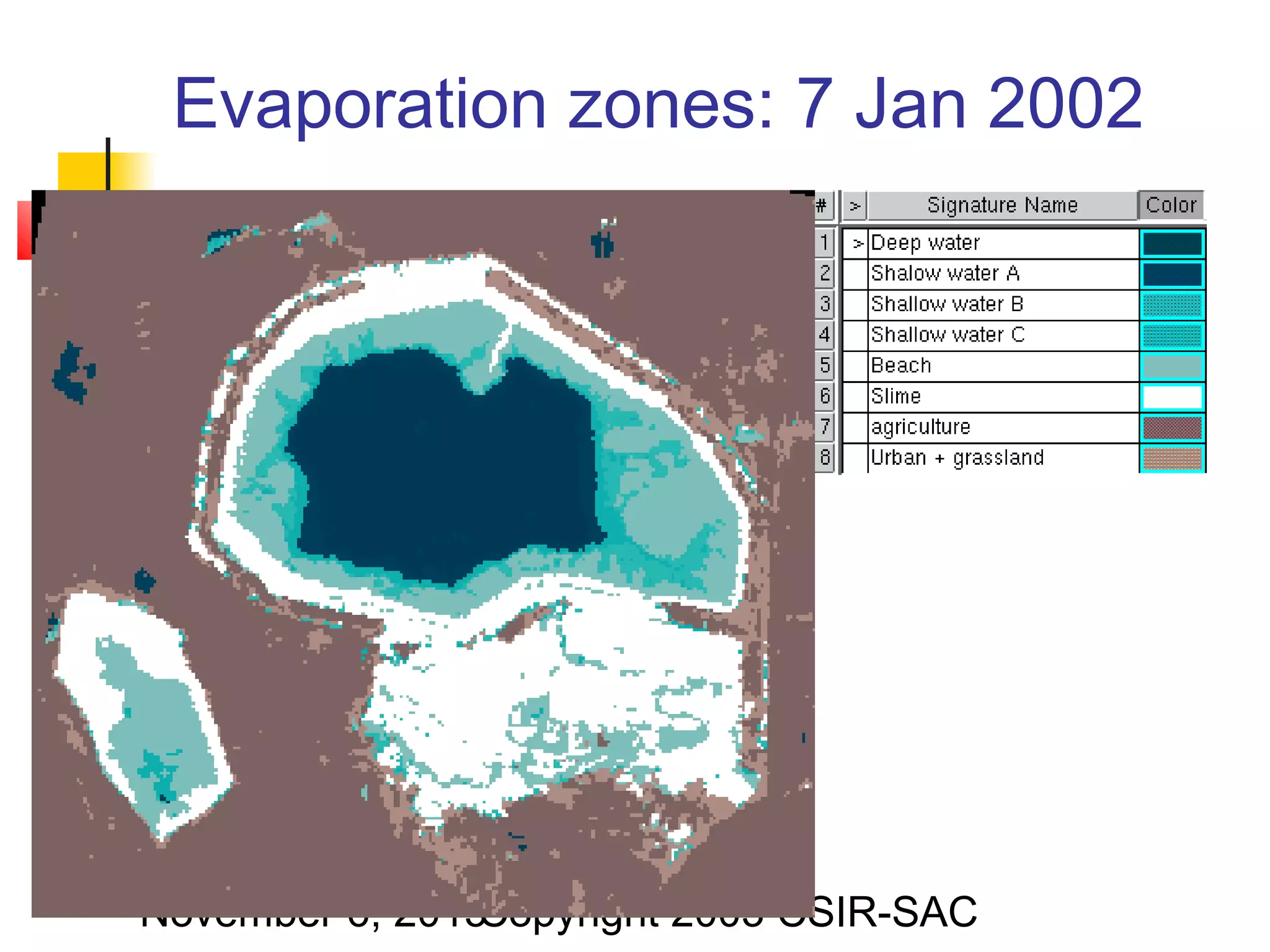 November 6, 2015Copyright 2003 CSIR-SAC
Evaporation zones: 7 Jan 2002
 