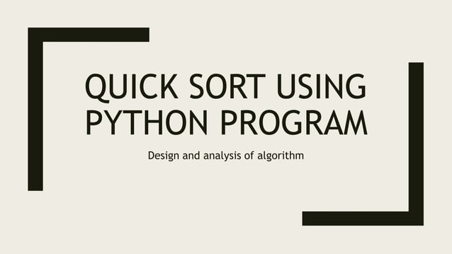 Quick sort algorithm | PPTX