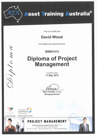 David Wood - Diploma of Project Management