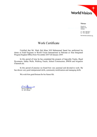 WVP Exp Certificate
