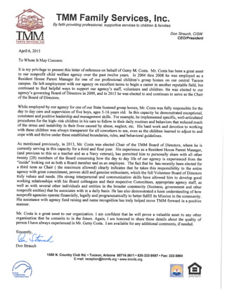 TMM Family Services Reference Letter