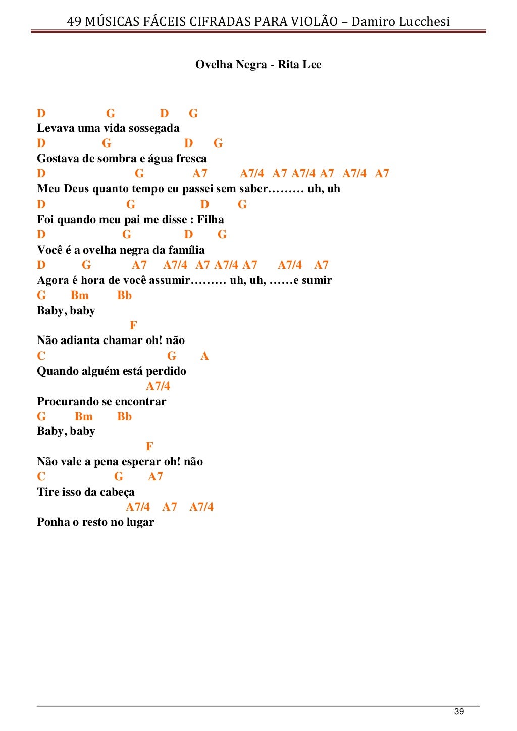 49 músicas fáceis cifradas para violão