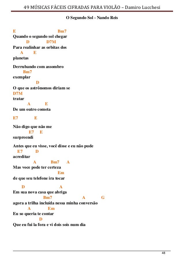 49 músicas fáceis cifradas para violão