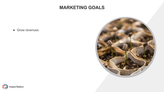 THIS PRESENTATION CONTAINS CONFIDENTIAL INFORMATION - DO NOT DISTRIBUTE
MARKETING GOALS
● Grow revenues
 