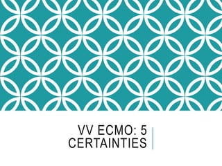 VV ECMO: 5
CERTAINTIES
 